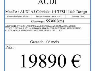 a3 cabriolet 1.4 tfsi 115ch design s tronic 7